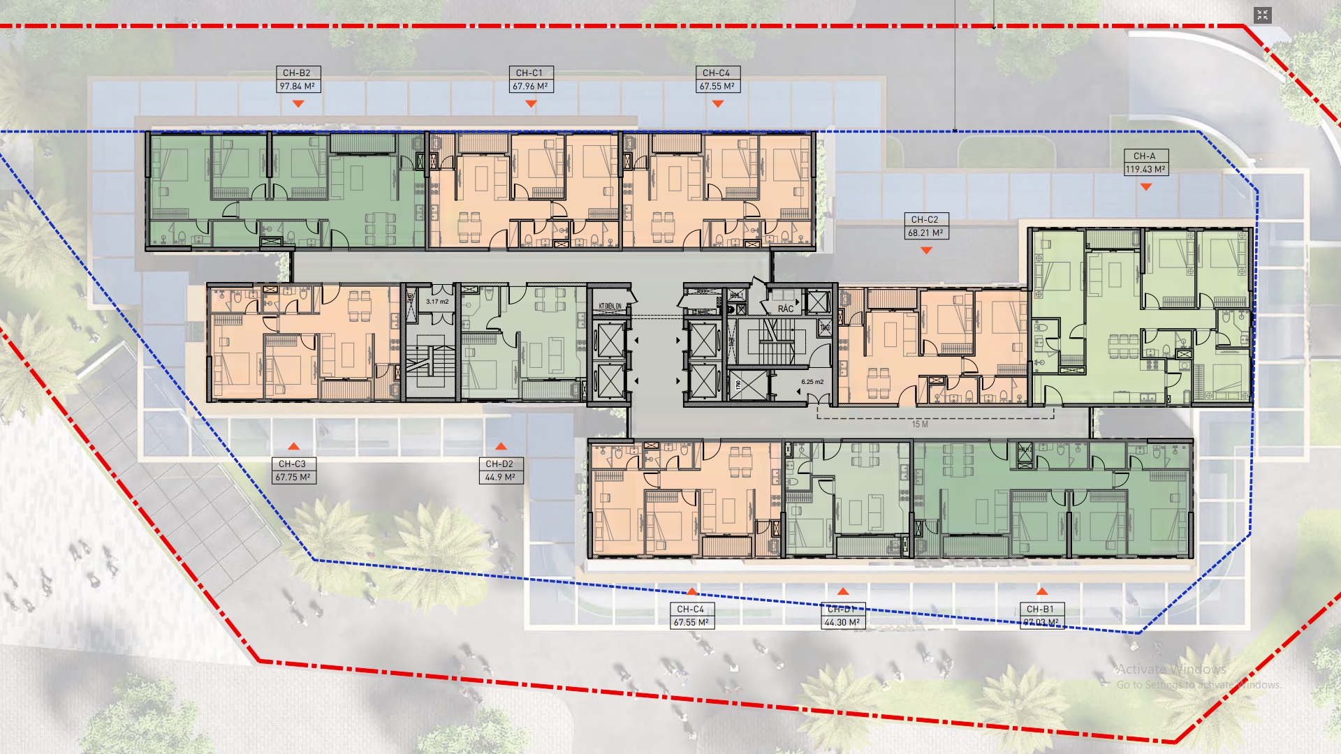 Mặt bằng tầng điển hình minh họa của Metro Tower An Khánh